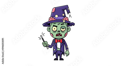 Cartoon zombie in a top hat.