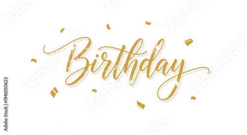 Golden birthday calligraphy vector illustration