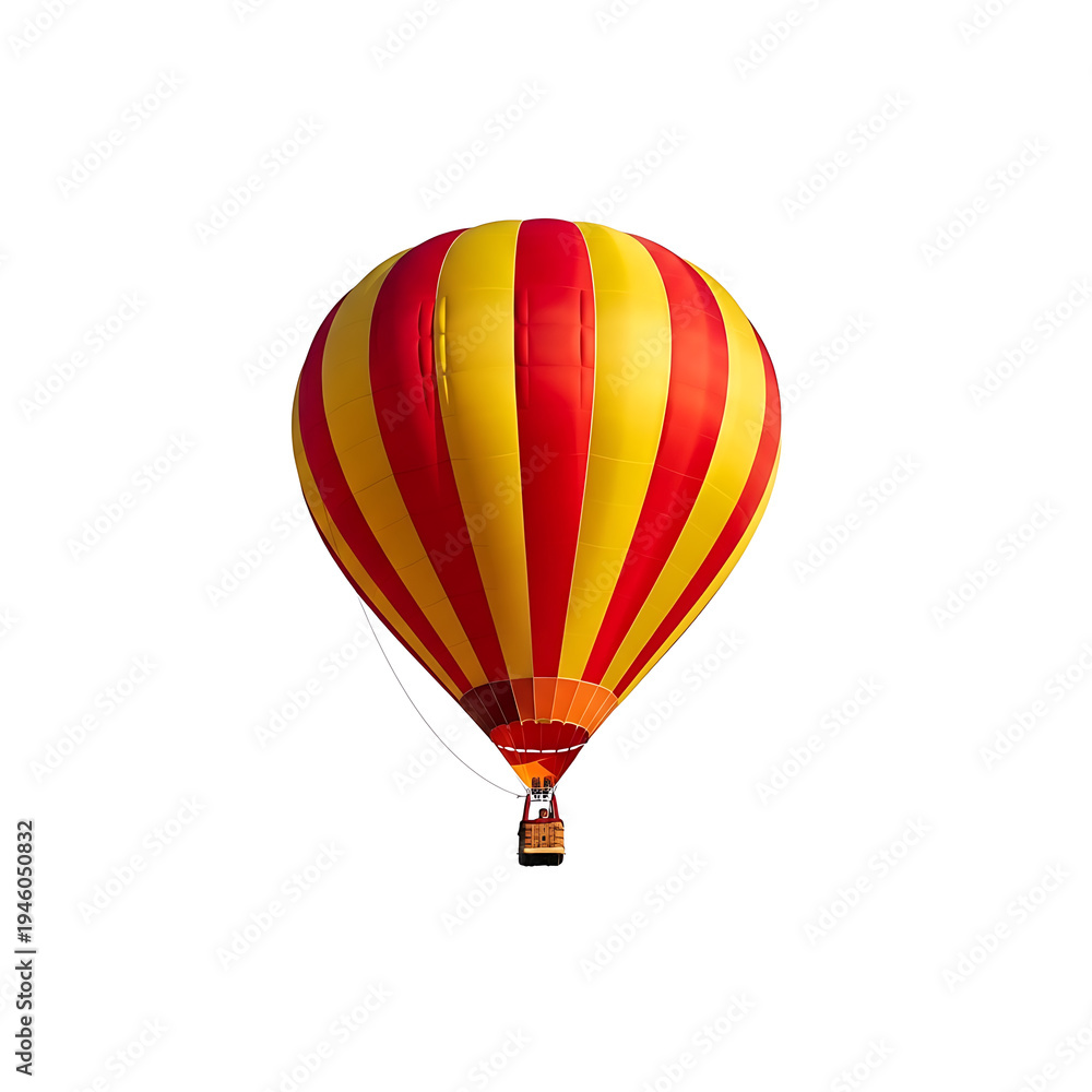 Fototapeta premium A vibrant hot air balloon soaring against a clear sky backdrop. isolated on white background, illustration
