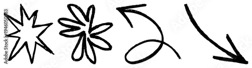 Фотография PNG Hand-drawn arrows and stars element set on transparent background