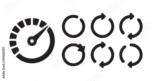 Speedometer and circular arrows icons for speed and repeat actions