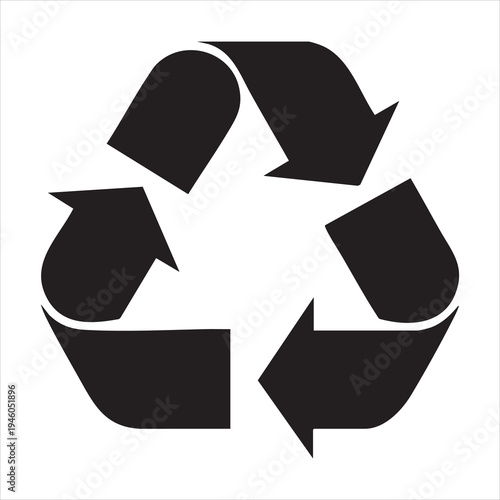 Recycle symbol icon vector isolated on white background black color sign ecological reuse concept