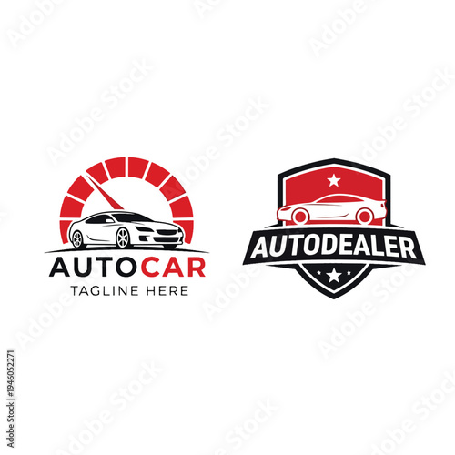 Modern automotive business emblem vector set; car service and dealer branding graphics