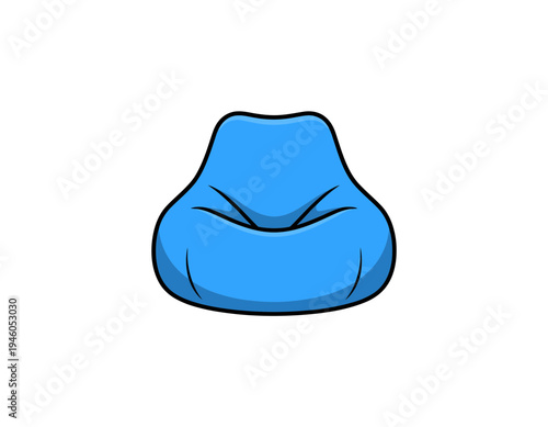 A minimalist blue bean bag chair icon in a flat design style