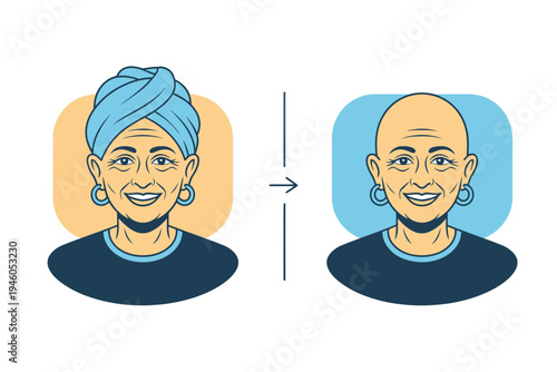 A vector graphic illustration of a woman transforming into a man, representing gender identity and expression in a modern, minimalist style.