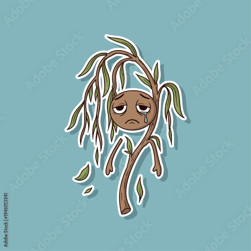 Sad face on a wilting plant.