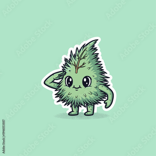 Cartoon cannabis leaf character standing.