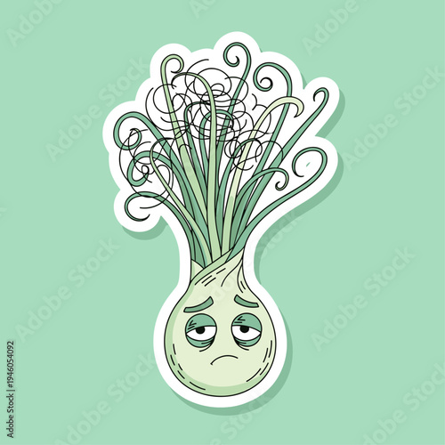 Sad Onion Cartoon Character Face.