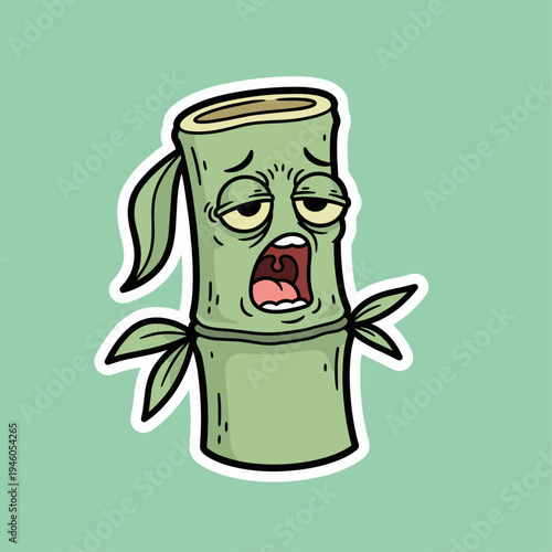 Cartoon bamboo character with face.