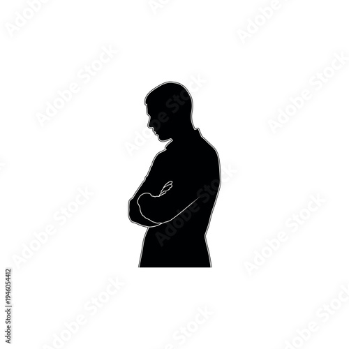 Man Silhouette with Stomach Pain.