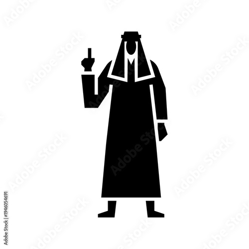 Arabian man character glyph icon. Arabian man illustration.