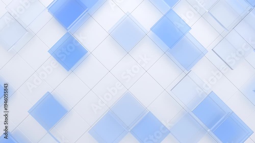 Structure of glass blocks on a white background, 4k seamless loop 3d animation
