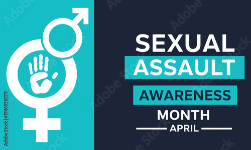 Sexual assault awareness month in april symbol and text