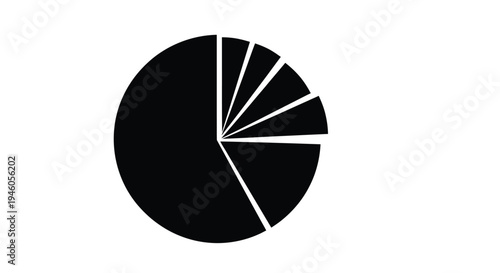 Black and white pie chart illustration with six segments of varying sizes