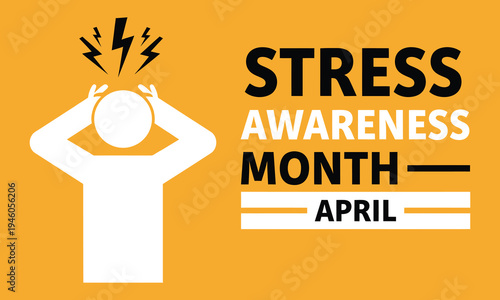 Stress awareness month april mental health illustration