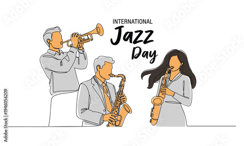 International jazz day illustration with musicians playing instruments