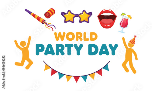 Vibrant world party day celebration with joyful elements