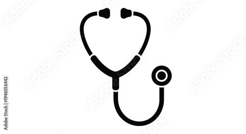 Simple black silhouette of a stethoscope a medical diagnostic tool