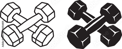 Gym dumbbell fitness training line icon.