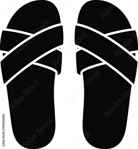 Minimalist black flip flops with crisscross straps design for beach and casual summer outings