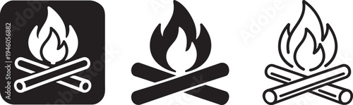Campfire bonfire symbol line icon.
