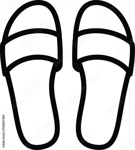 Simple outline illustration of a pair of comfortable summer beach slippers or flip flops