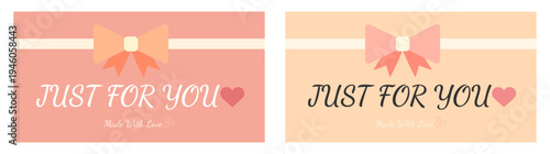 Decorative gift card labels with just for you and made with love text