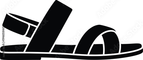 Black minimalist flat sandal silhouette with multiple straps and a comfortable thin sole