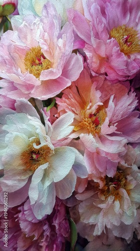 Macro Watercolor Study of a Peony Bouquet Wet-on-Wet Technique