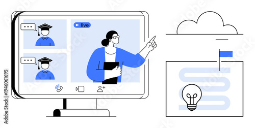 Online education concept. Online education virtual classrooms and educators engaging with students. Online education supports remote learning, webinars, and knowledge sharing. Perfect for e-learning