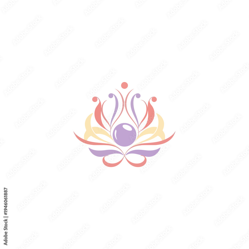 Fototapeta premium Elegant abstract floral logo with pearl