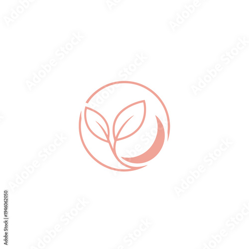 Minimalist logo of a growing plant sprout inside a circle, representing nature and growth.