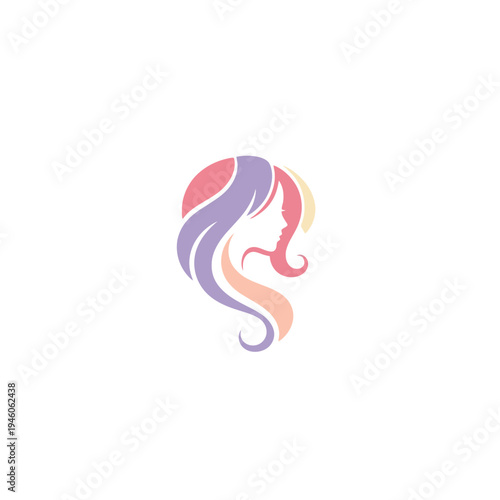Stylized Woman's Profile with Flowing Pastel Hair