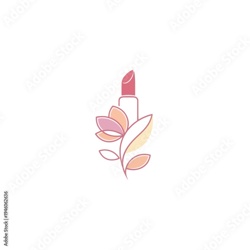 Feminine Lipstick Flower Logo Design