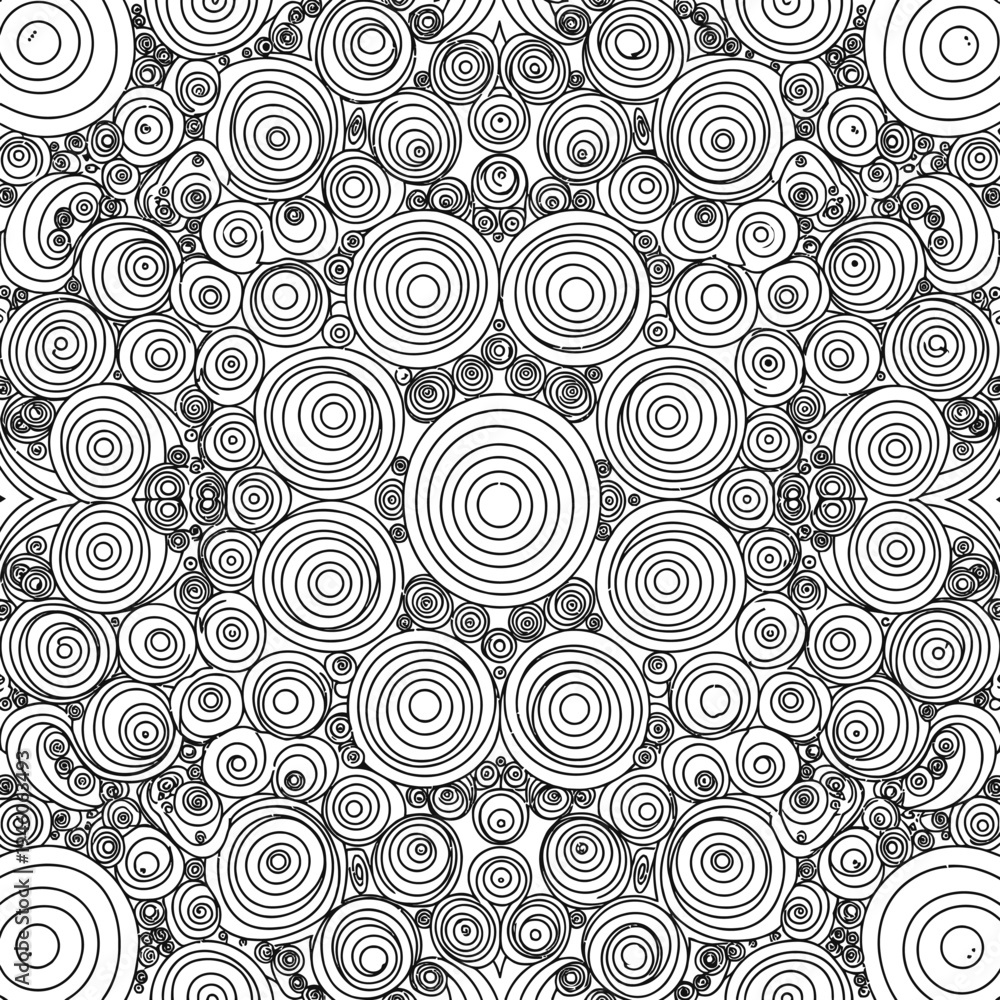 Fototapeta premium Intricate black and white pattern of concentric circles