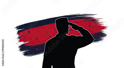 Honoring Sacrifice Respectful Military Salute Against Patriotic Abstract Flag Background Design