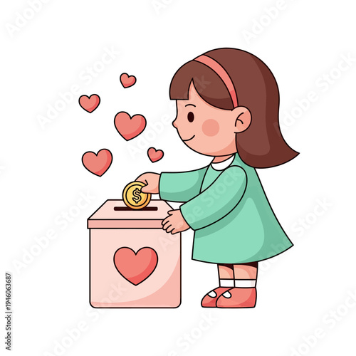 Young girl showing compassion through thoughtful donation to a loving charity cause