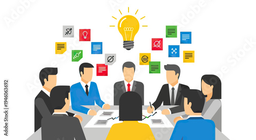 Business Team Brainstorming Meeting for New Ideas and Innovation Strategies