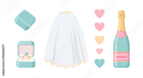 Bridal accessories and celebratory items for a perfect wedding day collection