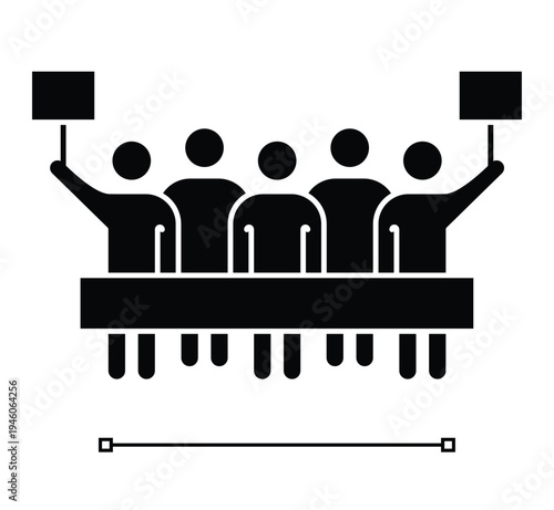 People Protest Banner Glyph Solid Icon