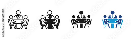 Executive Meeting icon set multiple style collection