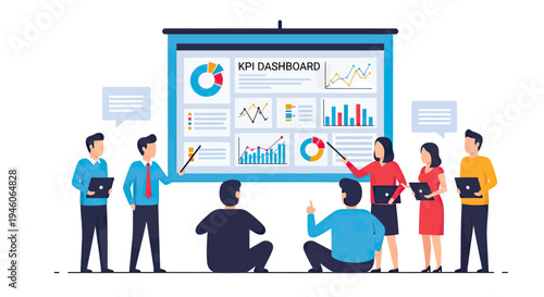Group collaborates on data analysis for successful business strategy implementation