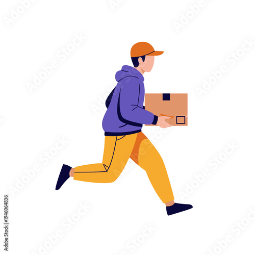 Energetic Courier Person Sprinting with Parcel for Swift Delivery Service