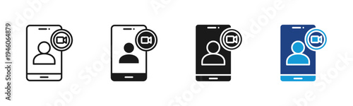 Video Call icon set multiple style collection