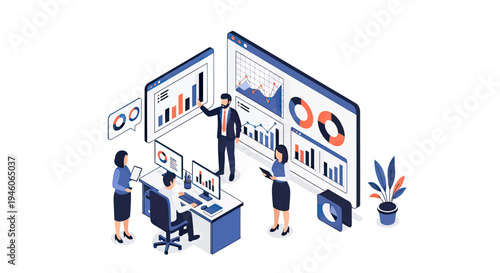 Professional Team Collaborating on Data Analysis and Business Growth Strategy