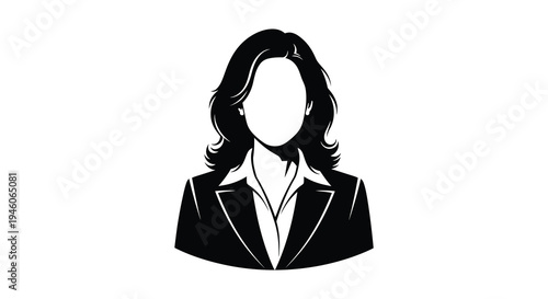 Black and white silhouette of a woman in a business suit faceless portrait