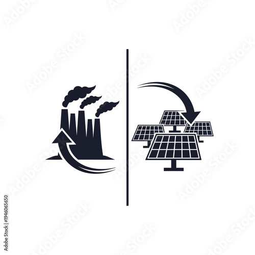 Transition from fossil fuels to renewable solar energy.