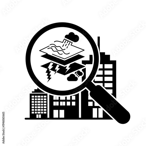 Weather forecast concept with cityscape background.