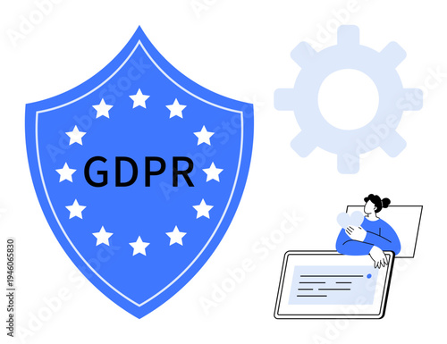 GDPR concept. GDPR compliance ensures data privacy and protection in digital systems. GDPR supports secure interactions for businesses, personal data safety, and regulation adherence. Ideal