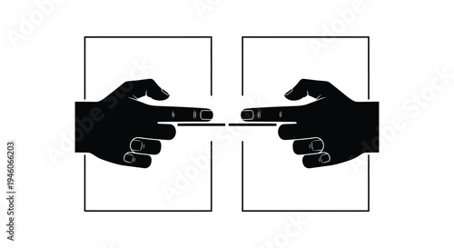 Two hands reaching towards each other with a small gap between fingers